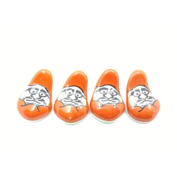 Vtg. Set of 4 Red Daruma Made In Japan 2" Ceramic Chopstick Holders - Picture 7 of 12